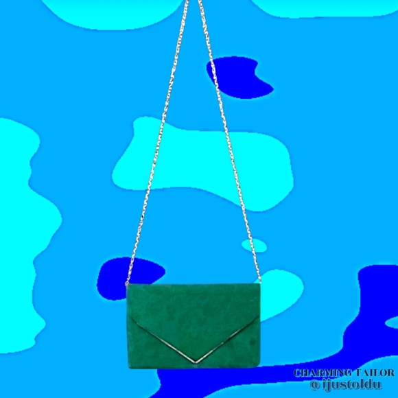 Charming Tailor Fx Suede Evening Handbag Crossbody Envelope Clutch | Chain Strap - Picture 3 of 11